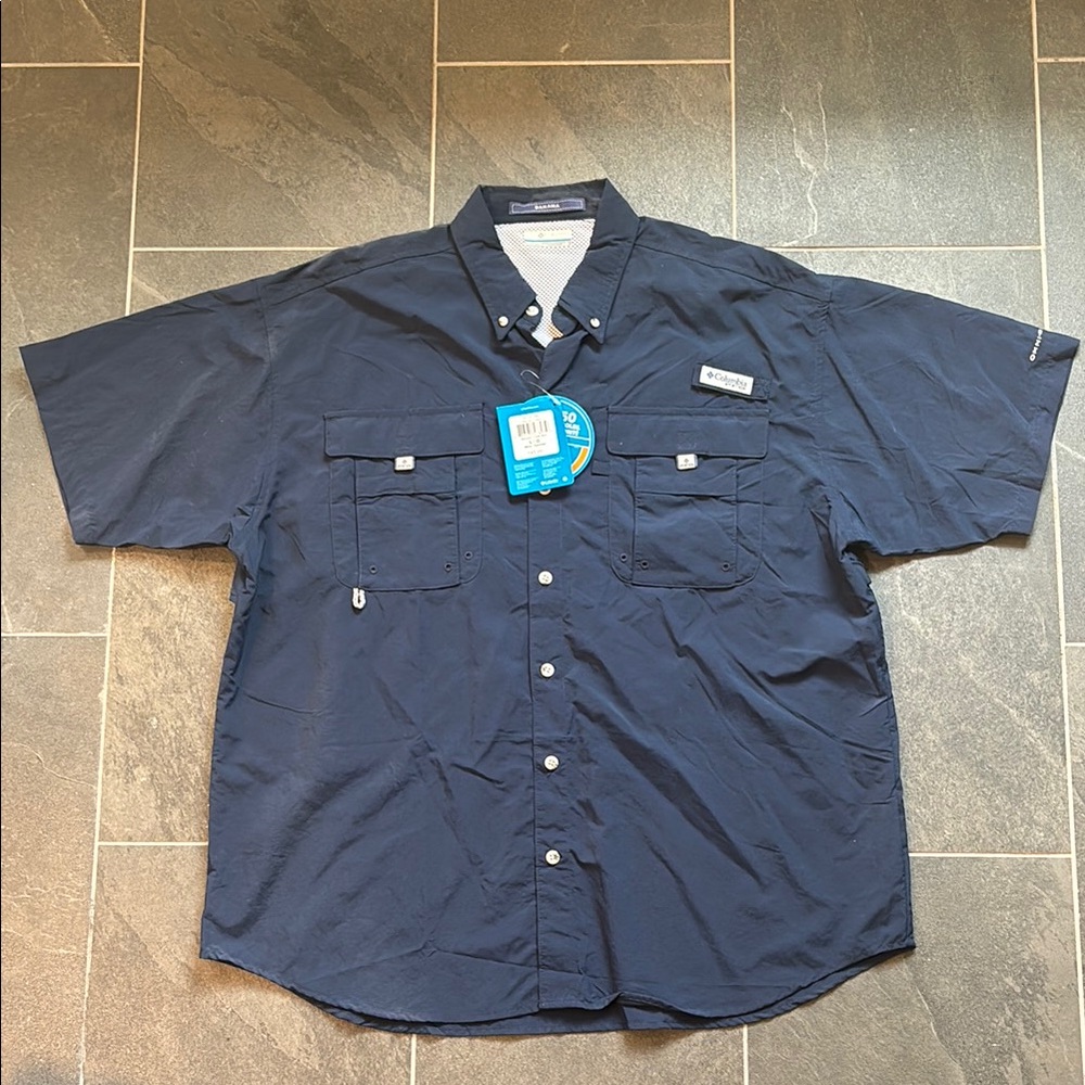 Columbia Navy Short Sleeve PFG Shirt